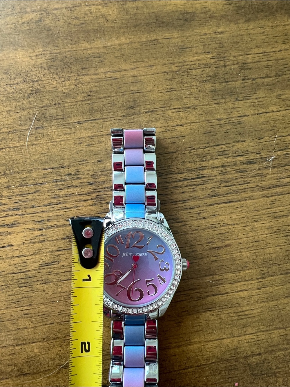 Betsey Johnson Purple-to-Blue Gradient Crystal Bezel Watch - Picture 5 of 11